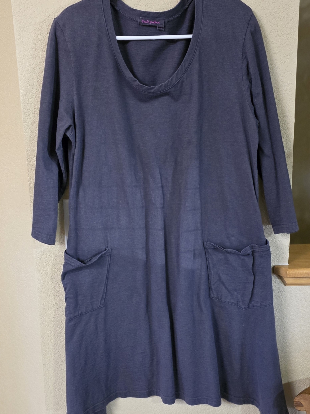 fresh produce Navy Scoop Neck Midi Dress with Pockets